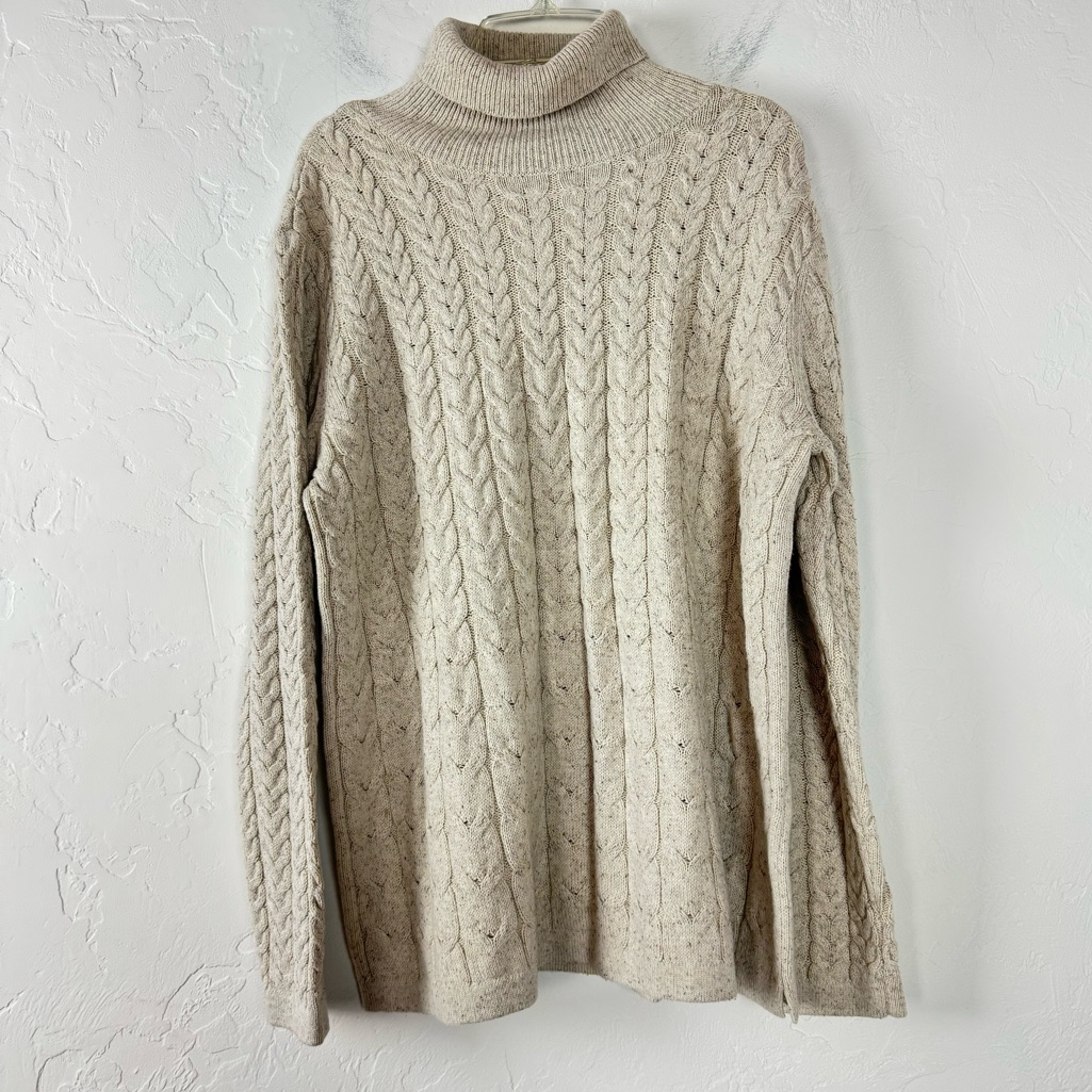J Jill Sweater Pullover Oatmeal Heather Barley Multi Tan Cream Silk Blend Top